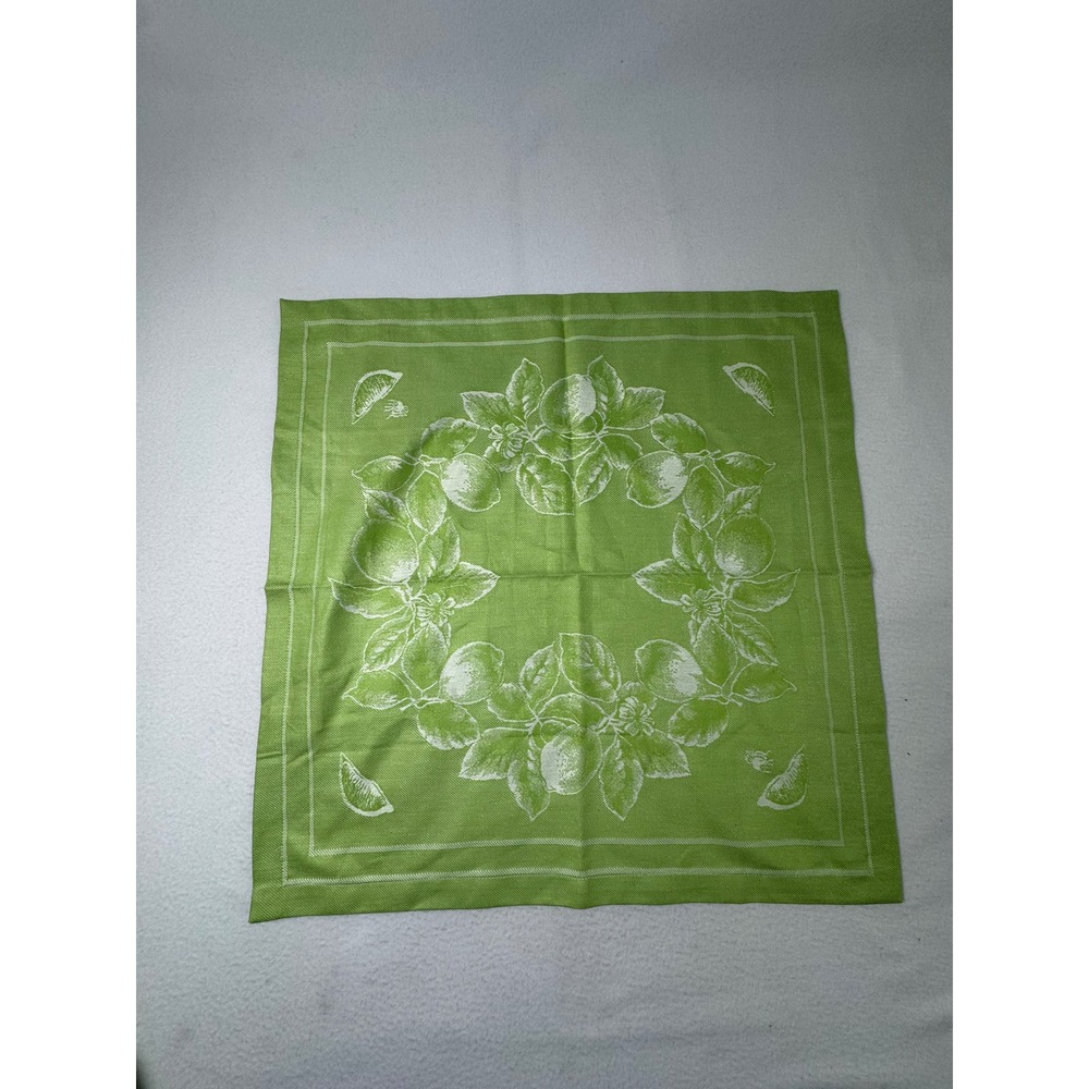Cottagecore Williams Sonoma Napkin Set 8 Green White Citrus Lemon Lime Cotton - Picture 9 of 9